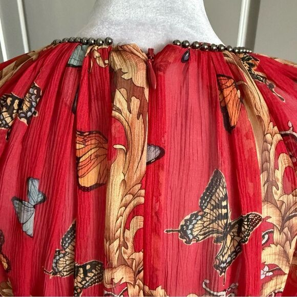 The Kooples 100% Silk Red Royal Butterfly Ruffle Dress Size XS - Picture 8 of 8